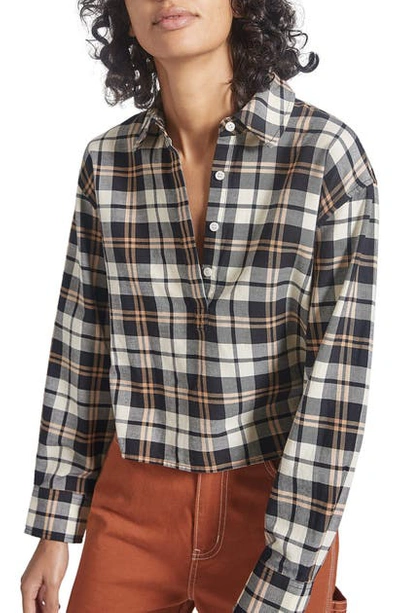 Shop Current Elliott The Mets Crop Button-up Shirt In Helena Plaid