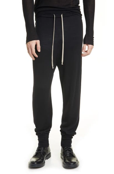 Shop Rick Owens Prisoner Drawstring Wool Jogger Pants In Black