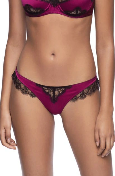 Shop Kiki De Montparnasse Lace Thong In Orchid