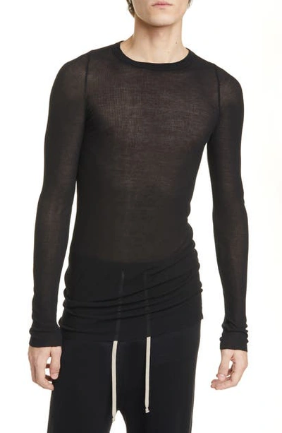 Shop Rick Owens Ribbed Long Sleeve T-shirt In Black