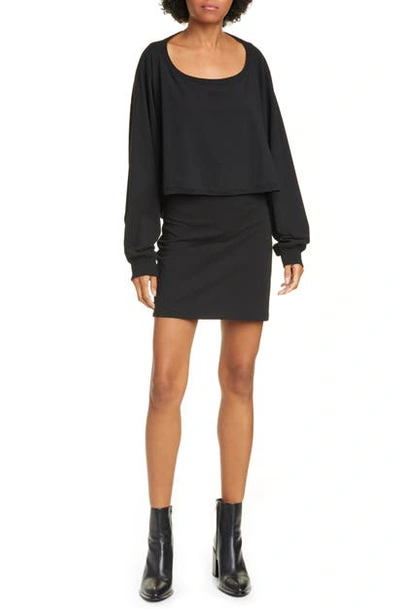 Shop Alexander Wang T Open Back Long Sleeve Jersey Popover Minidress In Black