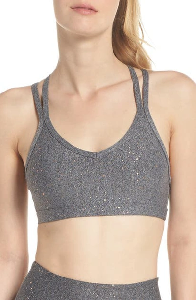 Double Back Alloy-speckled Sports Bra In Black/white