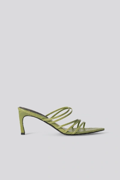 Shop Na-kd Strappy Pointy Sandals - Green In Green Croco