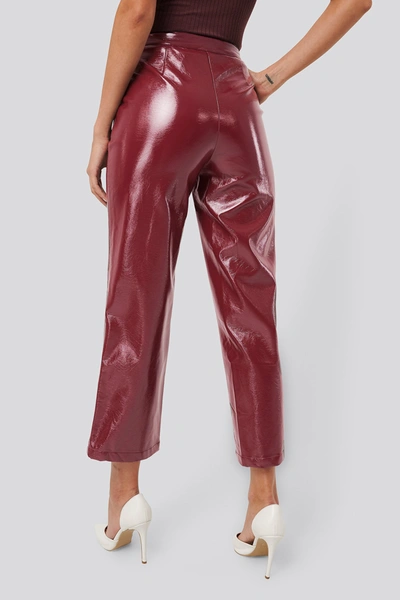 Shop Afj X Na-kd Patent Pants Red In Wine