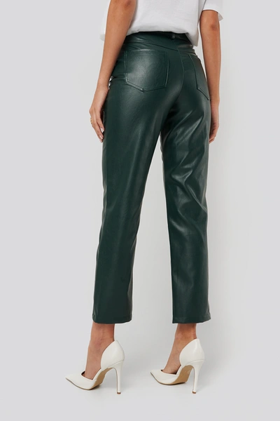 Shop Afj X Na-kd Belted Pu Leather Pants - Green In Emerald