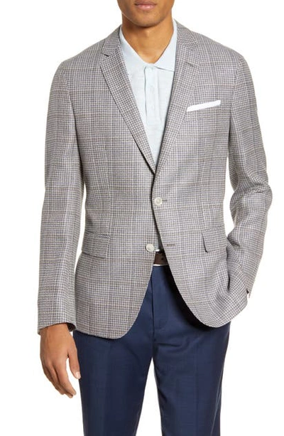 Shop Hugo Boss Hartlay Trim Fit Check Wool & Linen Sport Coat In Grey