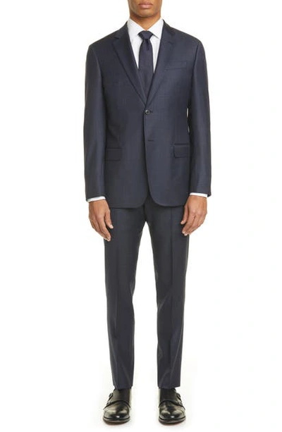 Shop Emporio Armani G Line Trim Fit Check Wool Suit In Navy