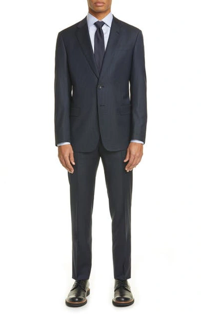 Shop Giorgio Armani Trim Fit Solid Stretch Wool Suit In Navy