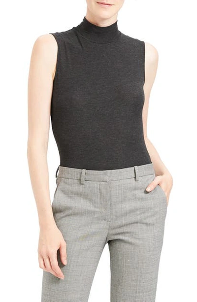 Shop Theory Sleeveless Turtleneck Top In Charcoal