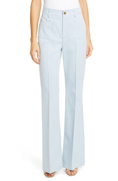 Shop Red Valentino Patch Pocket Gabardine Flare Pants In Cristallo