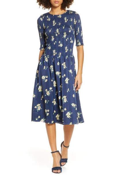 Shop Ali & Jay Barnsdall Floral Smocked Midi Dress In Navy Floral