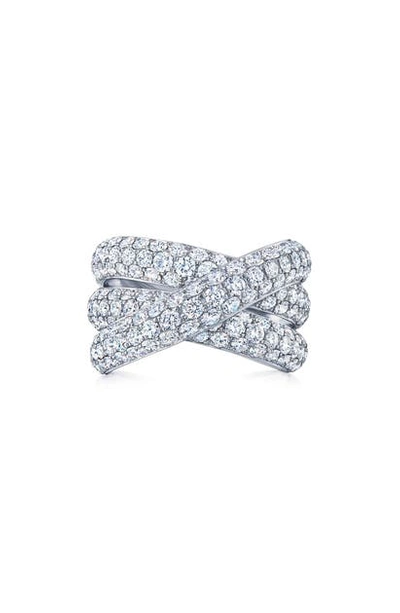 Shop Kwiat Moonlight Three-row Diamond Crossover Band In White Gold