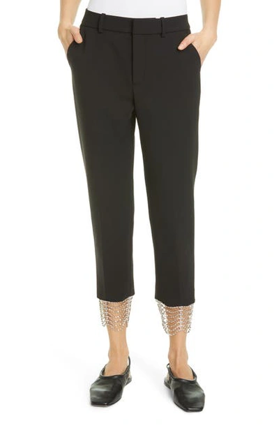 Shop Area Scalloped Crystal Trim Crop Pants In Black