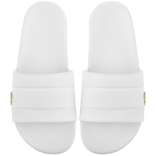 Lacoste Croco Sliders White With Gold 