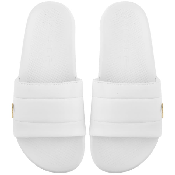 lacoste croco sliders white with gold croc
