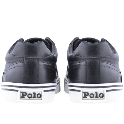 Shop Ralph Lauren Hanford Leather Trainers Navy