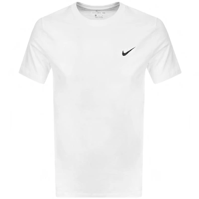 Shop Nike Training Dri Fit Logo T Shirt White