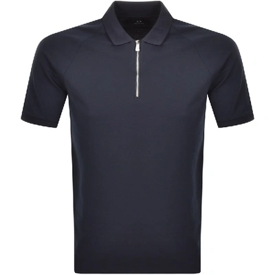 Shop Armani Exchange Short Sleeved Polo T Shirt Navy