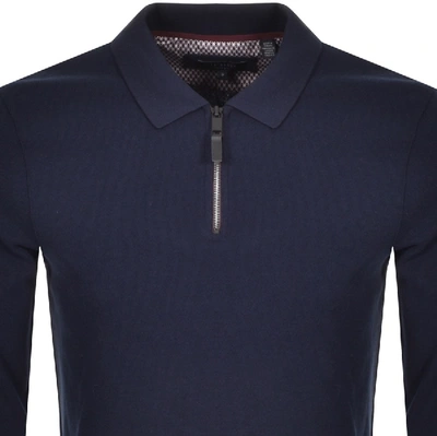 Shop Ted Baker Newcase Long Sleeve Polo T Shirt Navy