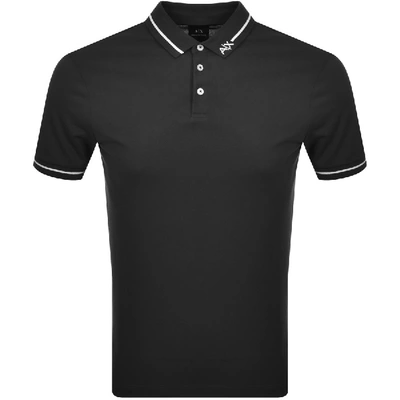 Shop Armani Exchange Short Sleeved Polo T Shirt Black