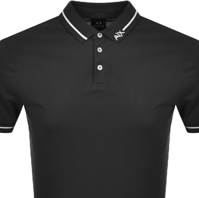 Shop Armani Exchange Short Sleeved Polo T Shirt Black