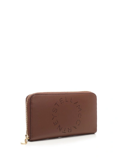 Shop Stella Mccartney Logo Continental Wallet In Brown