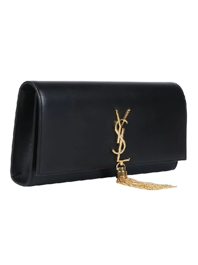 Shop Saint Laurent Kate Tassel Clutch Bag In Black