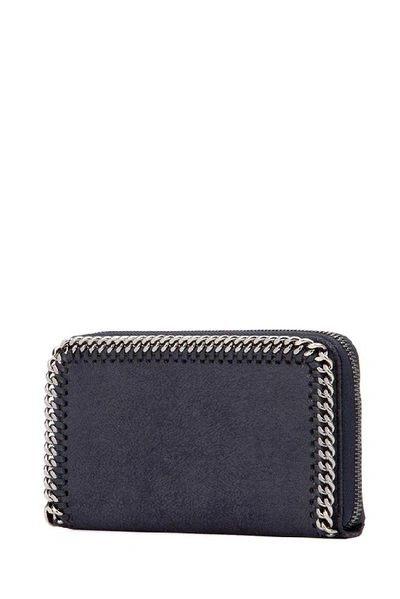 Shop Stella Mccartney Falabella Zip Around Wallet In Navy