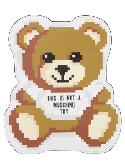 Shop Moschino Pixel Teddy Bear Clutch Bag In Multi