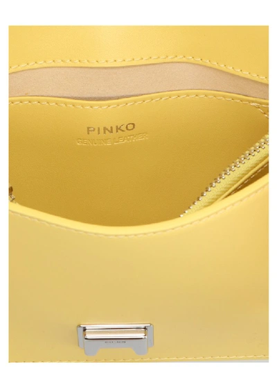 Shop Pinko Love Embellished Mini Shoulder Bag In Yellow