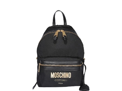 Shop Moschino Couture Plaque Backpack In Black
