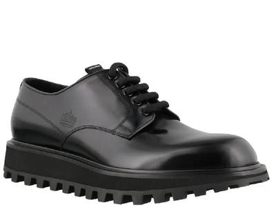 Shop Dolce & Gabbana Logo Embossed Derby Shoes In Black