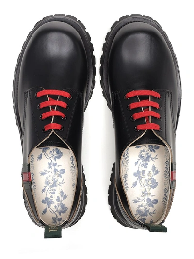 Shop Gucci Web Lace Up Shoes In Black