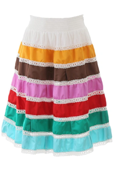Shop Prada Multicoloured Flared Skirt