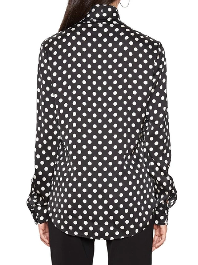 Shop Moschino Polka Dots Bow Blouse In Black