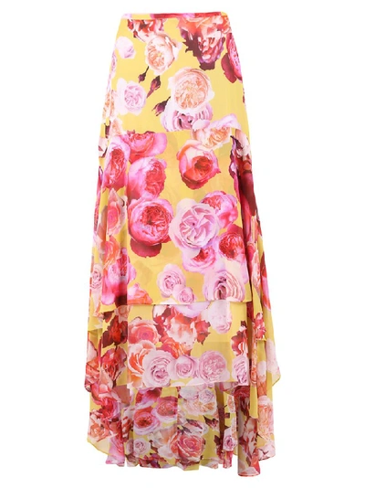Shop Pinko Asymmetric Floral Print Maxi Skirt In Multi