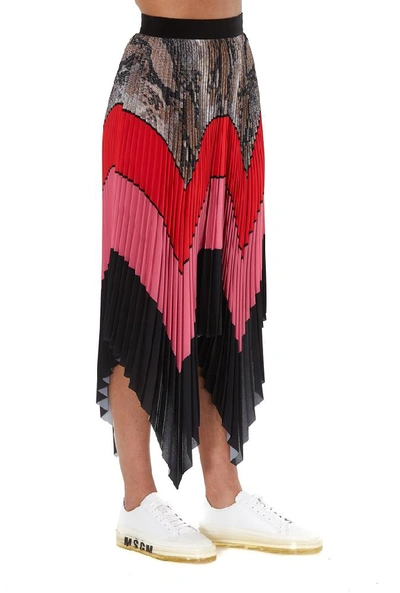 Shop Msgm Colour Block Pleated Skirt In Multi