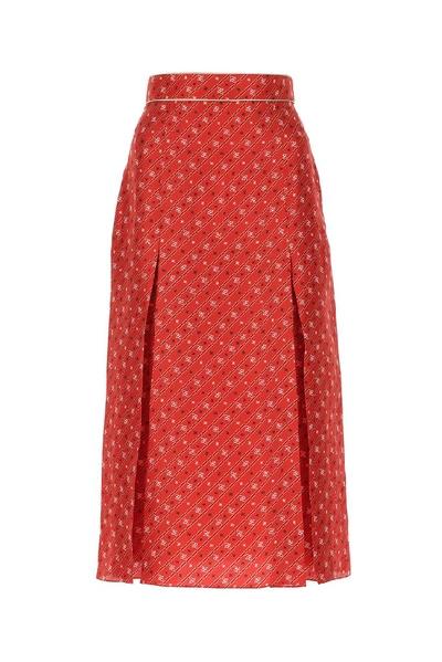Shop Fendi Ff Karligraphy Pleated Skirt In Red