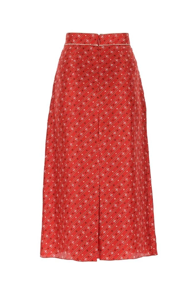 Shop Fendi Ff Karligraphy Pleated Skirt In Red