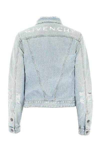 Shop Givenchy Distressed Denim Jacket In Blue