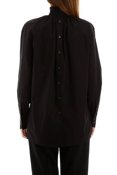 Shop Prada Poplin Turtle Neck Blouse In Black