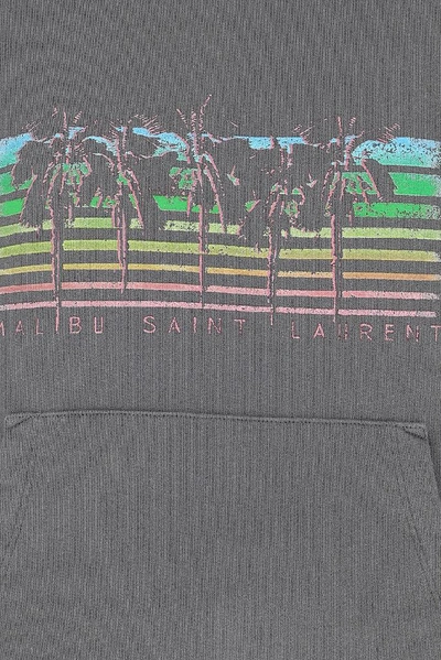 Shop Saint Laurent Malibu Logo Printed Hoodie In Grey