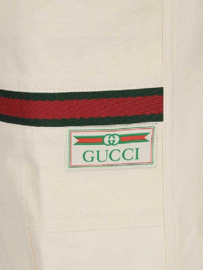 Shop Gucci Web Trimmed Drawstring Midi Skirt In White