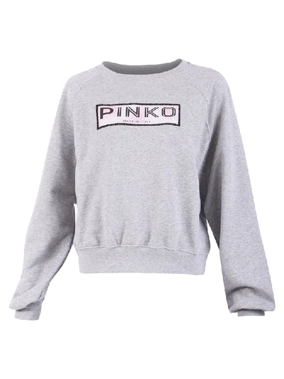 Shop Pinko Logo Print Sweatshirt In Grey