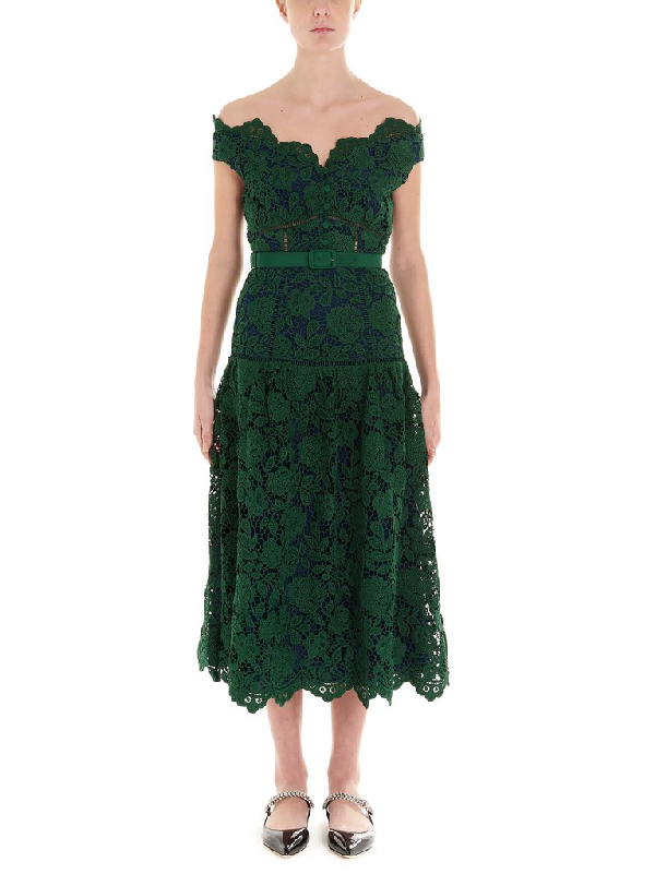self portrait green lace dress