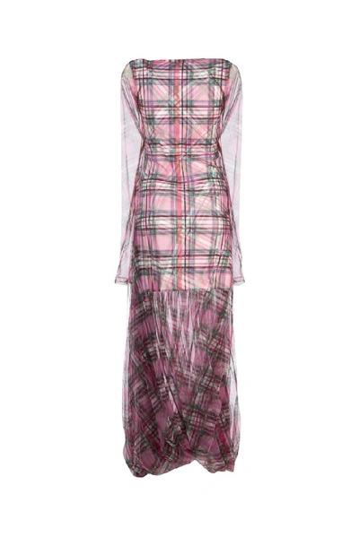 Shop Y/project Y / Project Sheer Layered Tartan Dress In Pinkprint