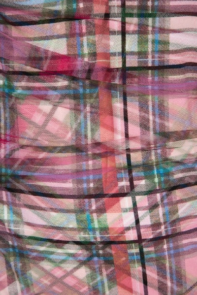 Shop Y/project Y / Project Sheer Layered Tartan Dress In Pinkprint