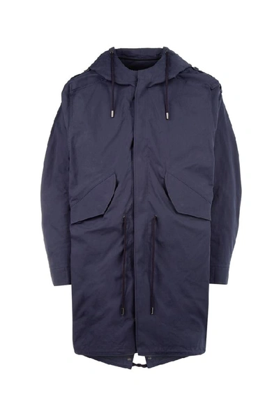 Shop Y/project Y / Project Hooded Drawstring Parka In Navy