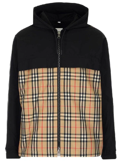 Shop Burberry Checked Hooded Jacket In Multi