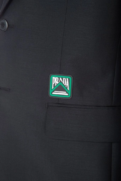 Shop Prada Logo Detail Blazer In Black